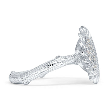 Sunflower Hammered Design Engagement Ring Cubic Zirconia 925 Sterling Silver Wholesale